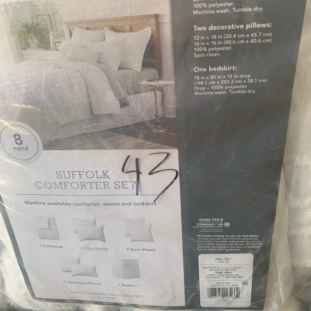 Threshold 8pc Suffolk Comforter Set White